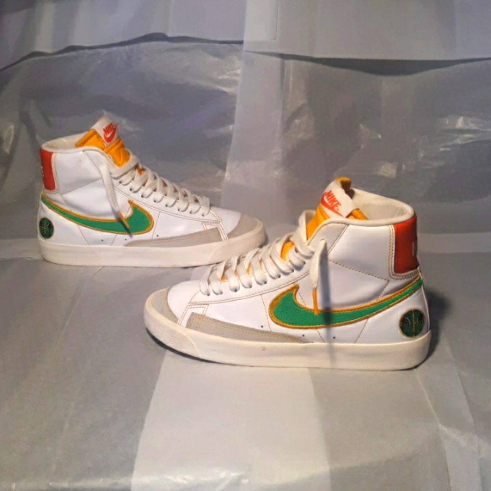 Nike White Green Yellow High-Top Sneakers